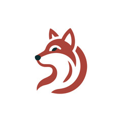 Modern Minimalist Wolf Logo Design minimalist creative fox Animal Modern Simple Design Concept logo. colorfull creative fox head mascot Fox Vector Simple Face Fox wolf logo design