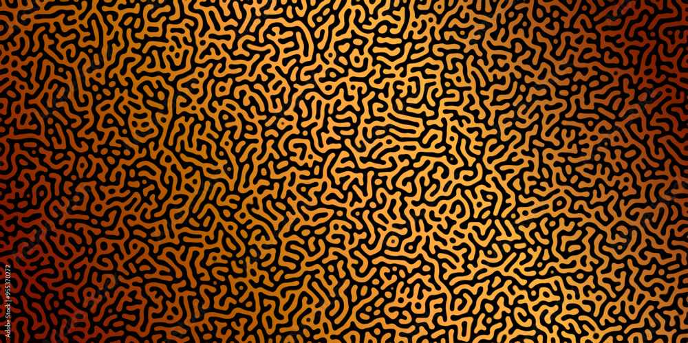 Fototapete Abstract Reaction-diffusion or Turing pattern natural texture coral orange gradient colour scheme. Linear design with biological shapes. Organic lines in memphis. abstract turing organic wallpaper.	