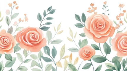 Watercolor illustration of romantic flowers and foliage in an artistic design