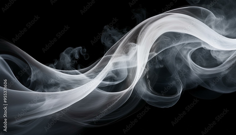 Canvas Prints A dynamic wave of smoke curving upward in a spiral form, isolated on transparent, with soft 