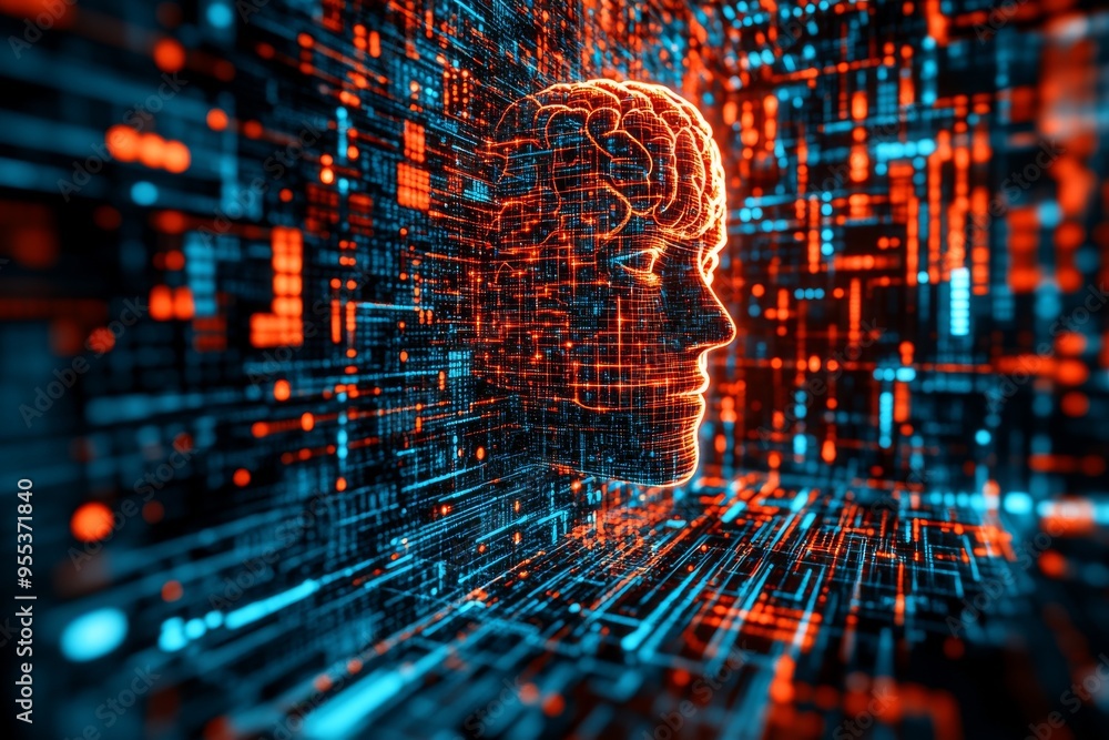 Poster emotional processing cognitive neuroscience digital abstract of a glowing brain made of neural conne