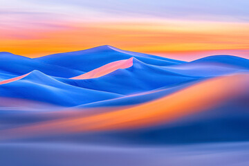 A beautiful vibrant blue and orange landscape, Arabian desert.
