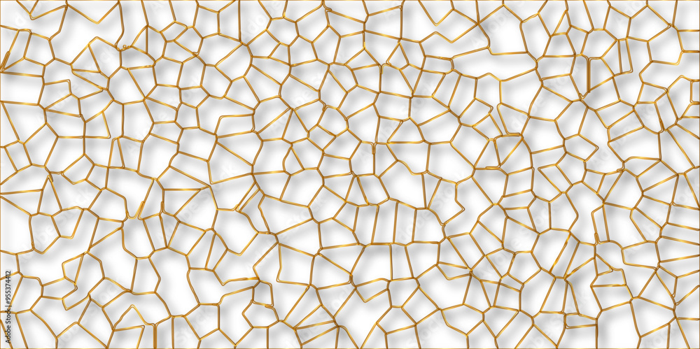 Poster abstract golden hexagon graphic ornament. arabian stylish seamless pattern on white background. crea