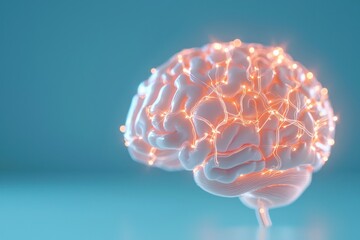 A creative representation of a brain with glowing connections, symbolizing neural networks and cognitive processes.