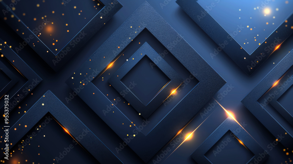 Poster dark blue background with geometric shapes. gradient colors in diagonal lines. abstract background. 