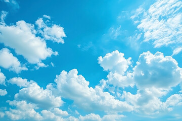 Obraz premium Beautiful blue sky with soft white clouds for abstract background.