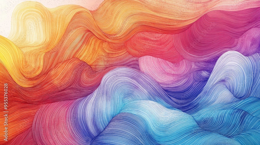 Poster abstract colorful background with a unique line art design
