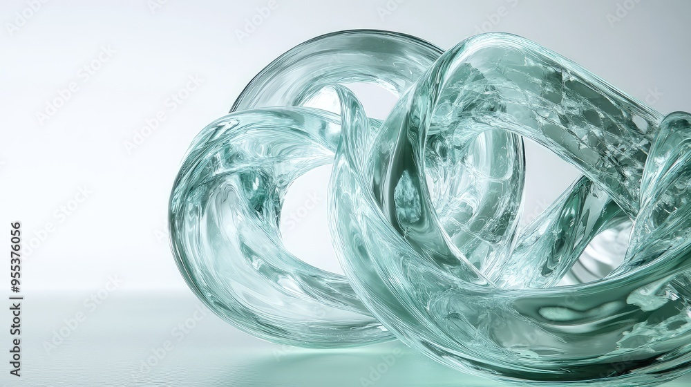 Aufkleber interconnected glass cycles with soft internal glows, forming an abstract, continuous loop