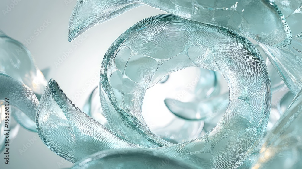 Aufkleber interconnected glass cycles with soft internal glows, forming an abstract, continuous loop