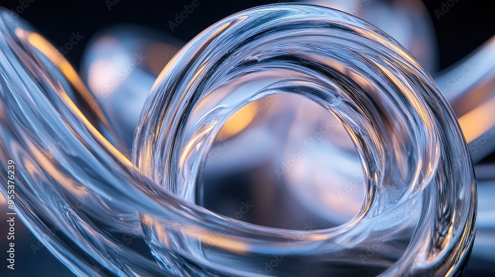 Aufkleber interconnected glass cycles with soft internal glows, forming an abstract, continuous loop