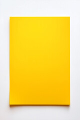 yellow paper texture isolated on a white background. Top view. 