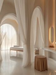 interior design for spa in beige tones