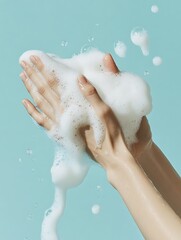 washing sparkling hands with soap