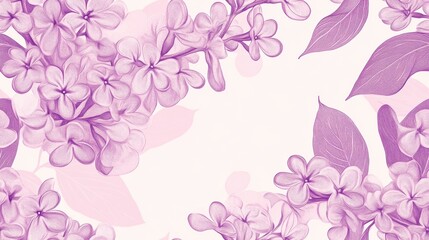 Lilac spry flowers seamless line art, light pink, minimalist