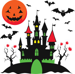 halloween background with castle