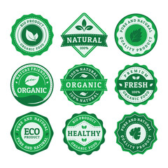 Natural product badge vector set