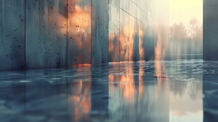 a building with a reflection of the sky