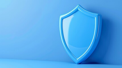 Blue shield symbolizing security and protection on a blue background, depicting safety, defense, and antivirus concepts.