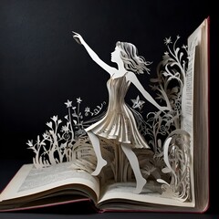 Dancing Girl Paper Art in Book