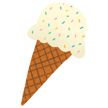 Sweet Ice Cream Gelato Vanilla Milk Cream Panna Cold Freezing Hand Drawn Illustration
