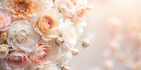 Soft and delicate floral background in white and peach