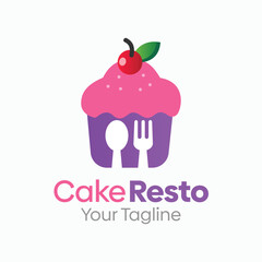 Cake Resto Logo Design Template. Good for Business, Agency, Community and Organization