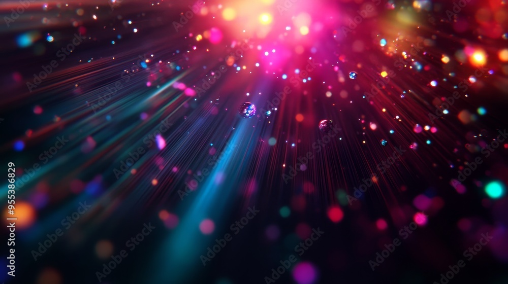 Poster a dynamic abstract background featuring a vibrant rayburst of light emanating from a central point, 