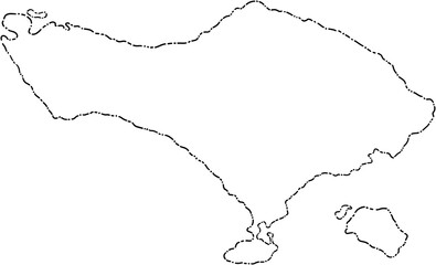 dash line doodle freehand drawing of bali island map.