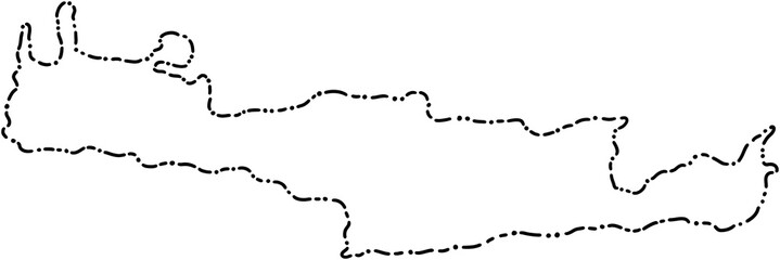 dash line doodle freehand drawing of crete island map.