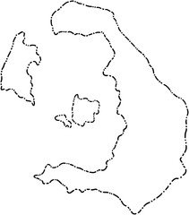 dash line doodle freehand drawing of santorini island map.