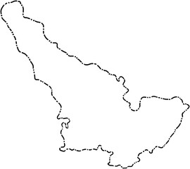 dash line doodle freehand drawing of skopelos island map.