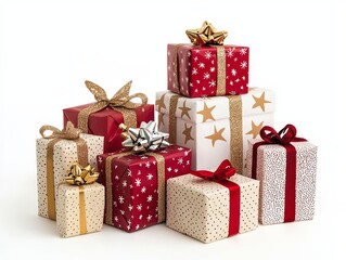 Festive Abstract Background with Assortment of Wrapped Christmas Presents