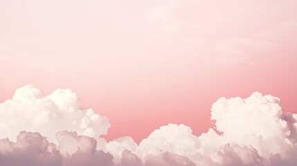 Serene Pink and White Gradient Sky with Soft Fluffy Clouds