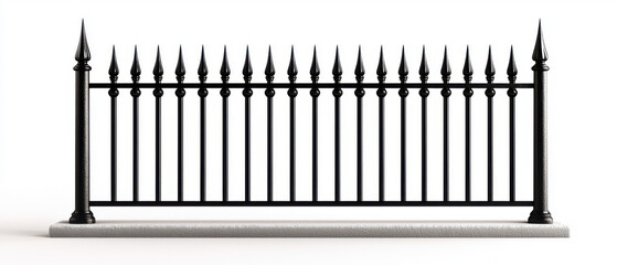 Elegant black metal fence with pointed spikes, perfect for decorative boundaries or security in various architectural designs.