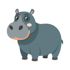 Obraz premium Hippopotamus color vector illustration style design