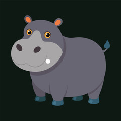 Hippopotamus color vector illustration style design