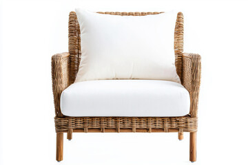 Fototapeta premium chair with plush white cushion, perfect for modern living spaces and outdoor relaxation.