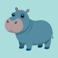 Hippopotamus color vector illustration style design
