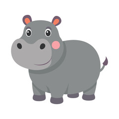 Hippopotamus color vector illustration style design