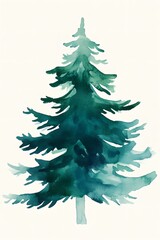 Obraz premium A Christmas tree with many ornaments is painted in watercolor. The tree is decorated with red, yellow, and gold ornaments, and a star is placed on top. The painting conveys a festive and joyful mood