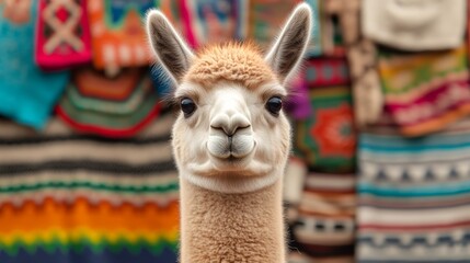 Obraz premium Sweet baby llama in Andean highlands