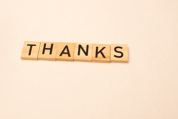 thanks in wooden letters