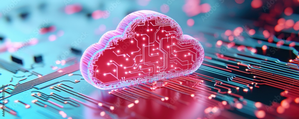 Aufkleber abstract cloud computing concept with digital circuit background, highlighting technology, innovatio