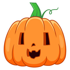 Cute Halloween Pumpkin Vector Illustration, Cartoon Style. Halloween Graphic Element.