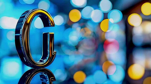 the G logo  with  blurred lights in the background