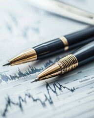 Elegant pens resting on financial documents symbolizing business, investment, and professional planning.