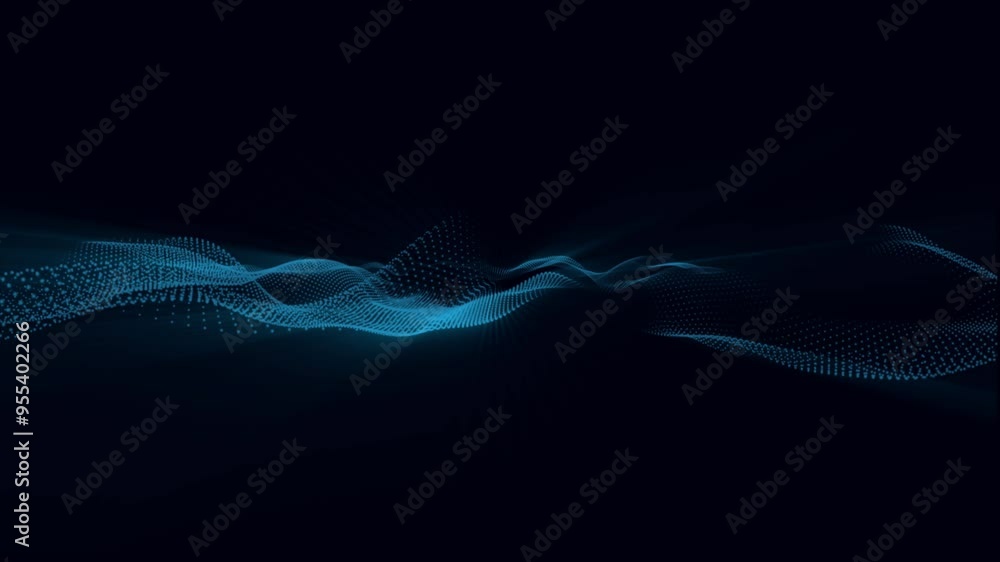 Aufkleber abstract wave particles and lines over a dark background, digital technology and innovation concepts