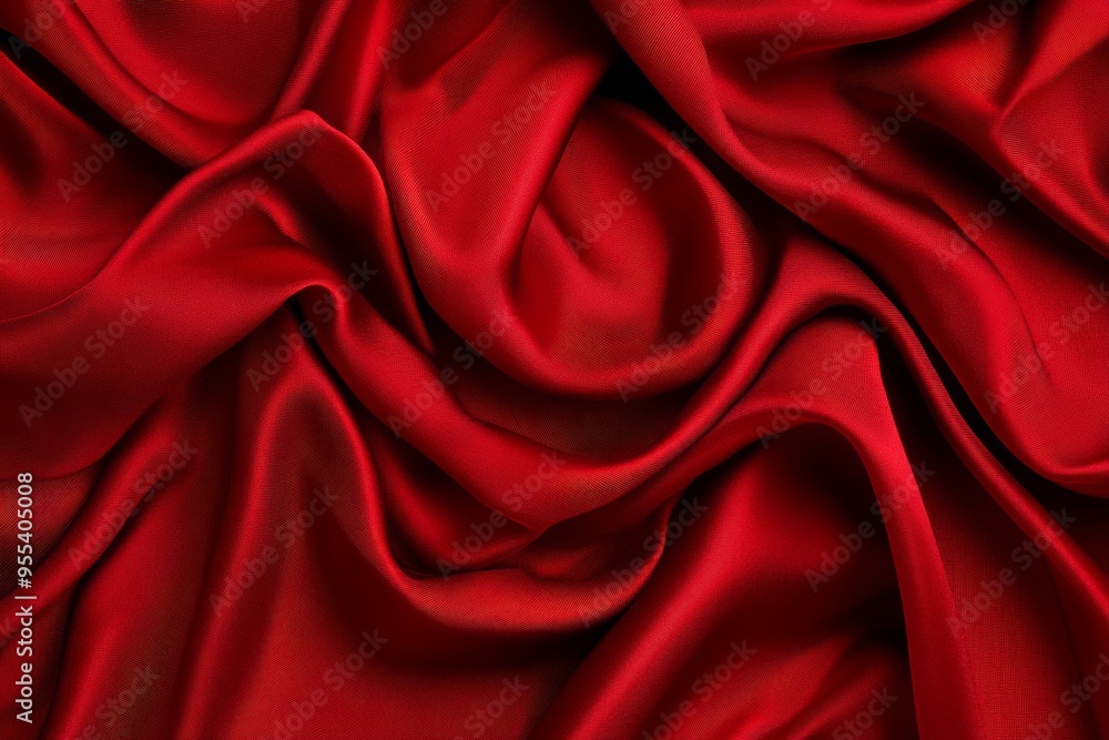 Poster an abstract image of a deep red silk fabric draped in soft, flowing folds. this image evokes feeling