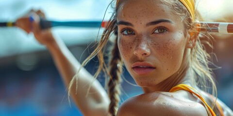 Focused Athlete with Javelin