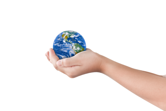 Earth, globe in hand isolated on transparent background. Elements of this image furnished by NASA